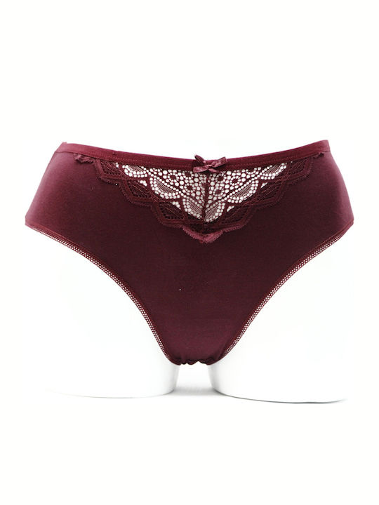 Damen Slip mit Spitze Burgundy