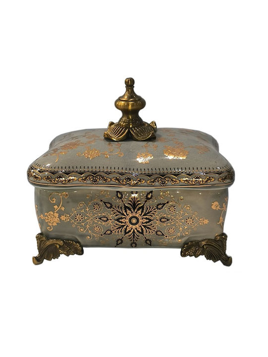 Papadimitriou Interior Φοντανιέρα Porțelan cu Capac 20x13x16cm Auriu