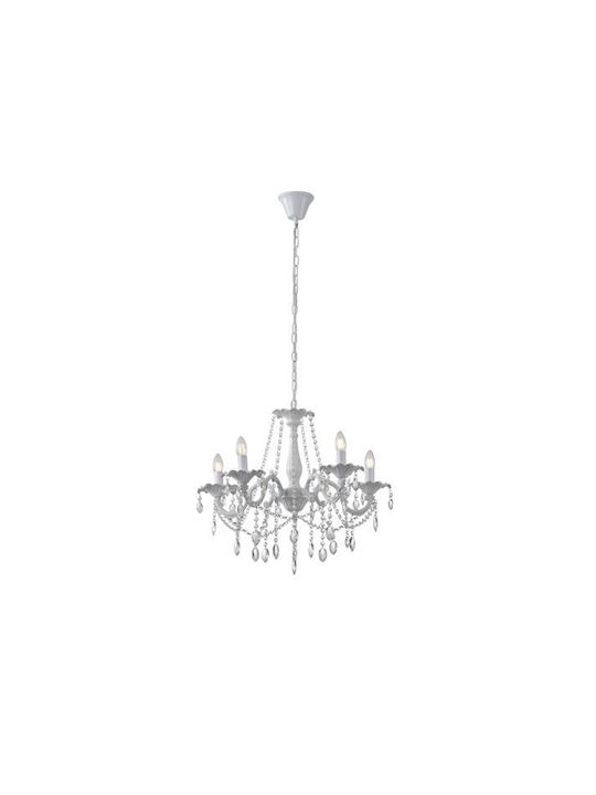 Eurolamp Πολυέλαιος 5xE14 με Κρύσταλλα Διάφανος 144-47010