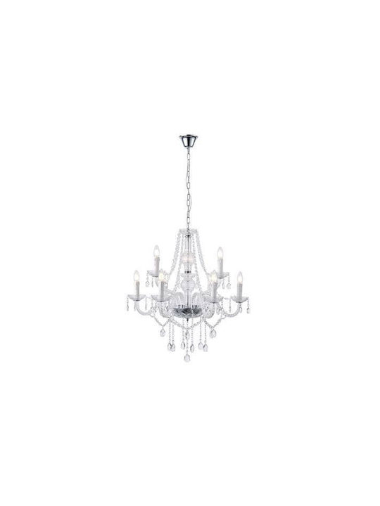 Eurolamp Πολυέλαιος με Κρύσταλλα Λευκός 144-47001
