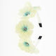 Hair Headband Flowers & Rhinestones White