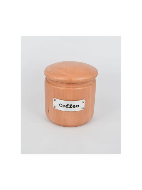 Lampiris Interiors Wooden Brown Coffee Jar with Lid 12x15cm 1 Piece