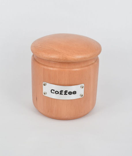 Lampiris Interiors Wooden Brown Coffee Jar with Lid 12x15cm 1 Piece