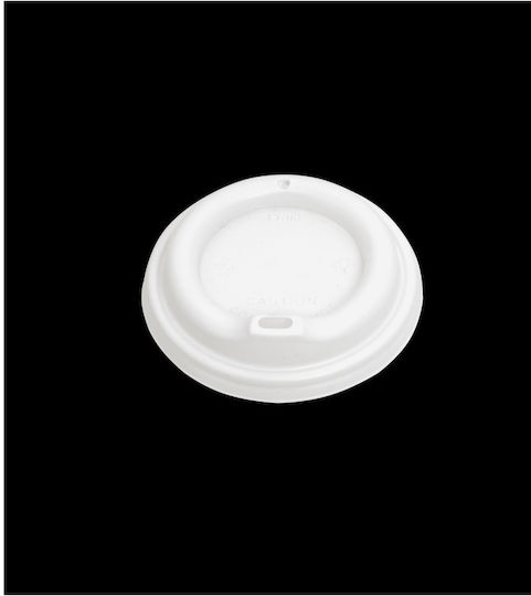 Capac din plastic PS alb TL-80 pentru pahare de 8-12oz 100 bucăți Tefaco 017108