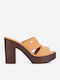 Mules mit Hoch Absatz in Braun Farbe
