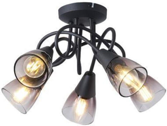 Eurolamp Σποτ με 5 Φώτα και με Ντουί E14 σε Μαύρο Χρώμα