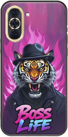 Husă pentru Huawei Nova 10, model Boss Life Tiger, din TPU negru și silicon negru