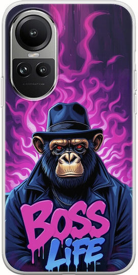 Гъвкав прозрачен силиконов калъф Boss Life Chimpanzee за Oppo Reno 10 Pro 5g