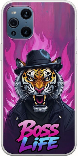Boss Life Tiger Oppo Find X3 Pro 5G Flexibles TPU Transparentes Silikon