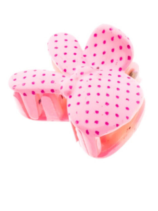 Plastic Kids Bunny Polka Dot Hair Clip - Pink