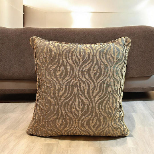 Linea Home Διακοσμητική Μαξιλαροθήκη Tiger από Βελούδο Χρυσαφί 65x65εκ.