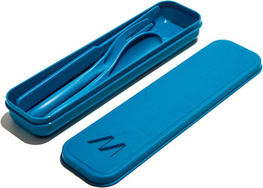 Muitomas Reisebesteck-Set 3-teilig Blaues Etui Setcutlery3bl