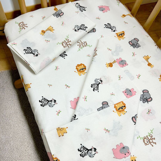 Bunny Bebe Комплект Бебешки Чаршафи За Количка Памучни с Ластик Многоцветни 50x90бр 3бр