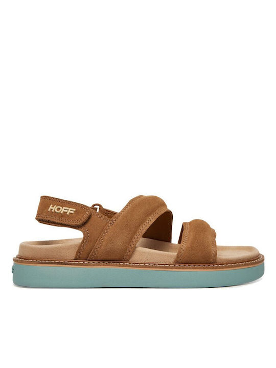 Hoff Braune Leder Flache Sandalen für Damen
