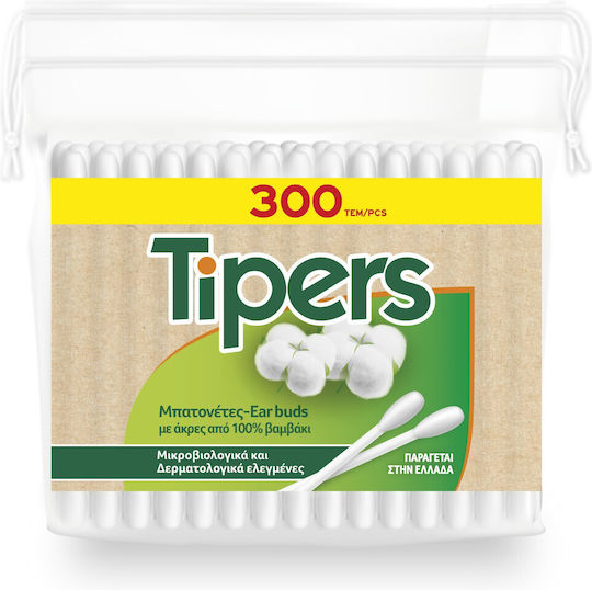 MEGA TIPERS Клечки за уши с върхове от 100% памук (300 бр.)
