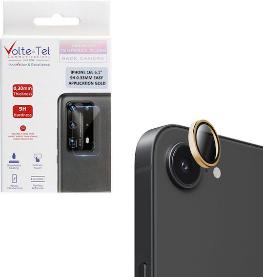 Volte-Tel Glass Cover Iphone Προστασία Κάμερας Tempered Glass Χρυσό για το iPhone 16e