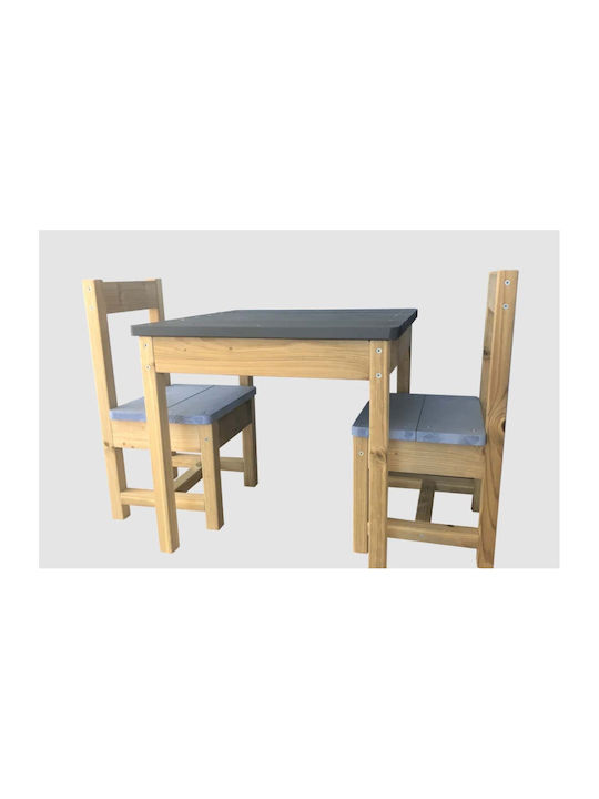 Kids Table and Chairs Set made of Wood Blue Wendi Toys