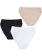Βαμβακερά Ψηλόμεσα Γυναικεία Slip 3Pack Beige / Black / White