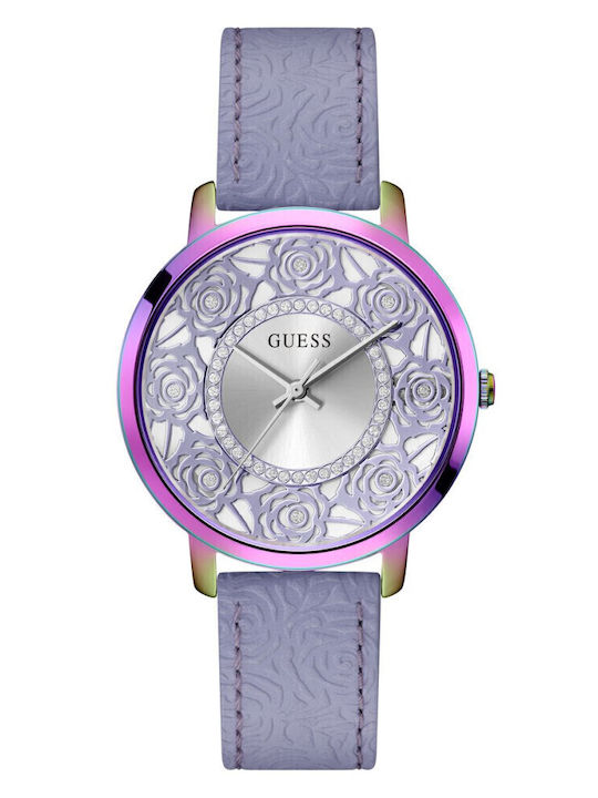 Guess Women's Watch with Purple Leather Strap