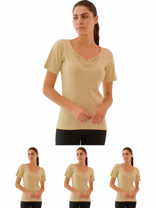 Onurel Къс ръкав Beige Дамско тениска