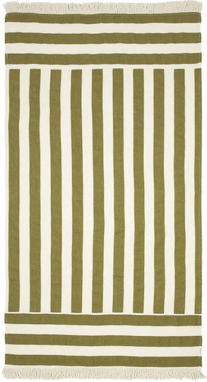 Nobodinoz Portofino Green Classic Beach Towel 150x84cm with Fringes