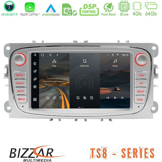 Bizzar Sistem Audio Auto pentru Ford Concentrare / Galaxie / Mondeo / S-Max / Tranzit Connect 2004-2008 (Bluetooth/USB/WiFi/GPS/Apple-Carplay/Android-Auto) cu Ecran Tactil 7"