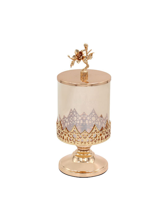Keskor Metallic Sweet Jar with Lid Gold 10x10x25cm