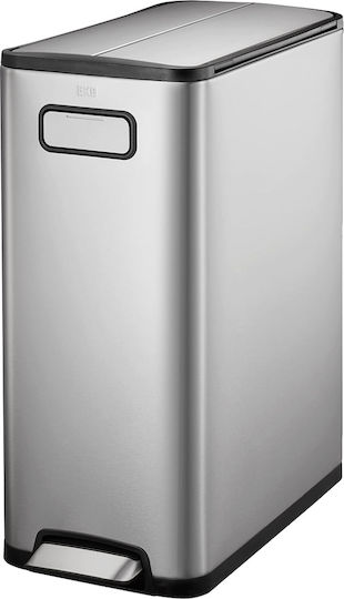 Eko Ecofly Waste Bin Waste made of Stainless Steel with Pedal and Wheels Silver 30lt 1pcs