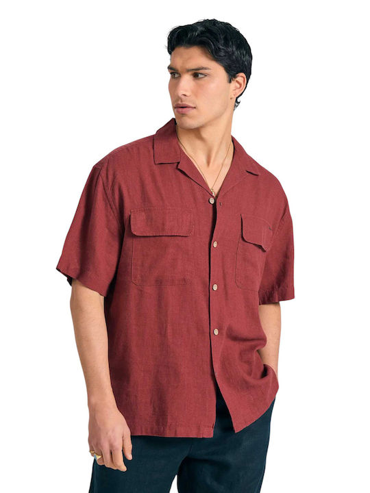 Къс ръкав Риза Едноцветен Spice Brown Burgundy