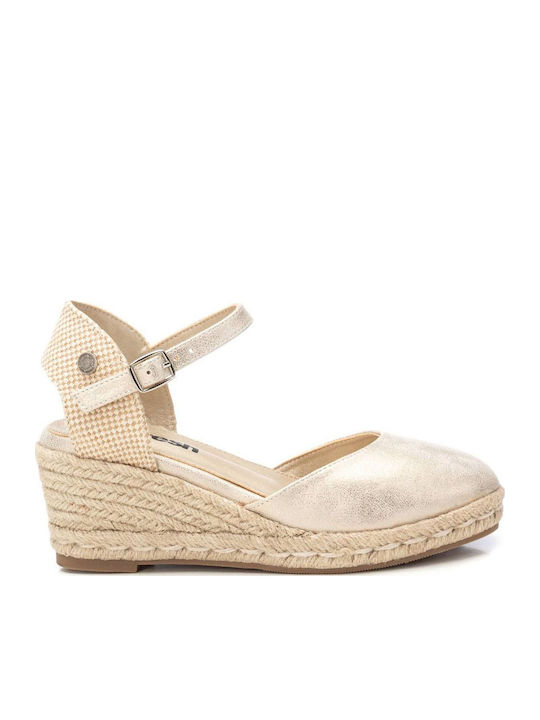 Women's Synthetic Leather Platform Espadrilles Gold
