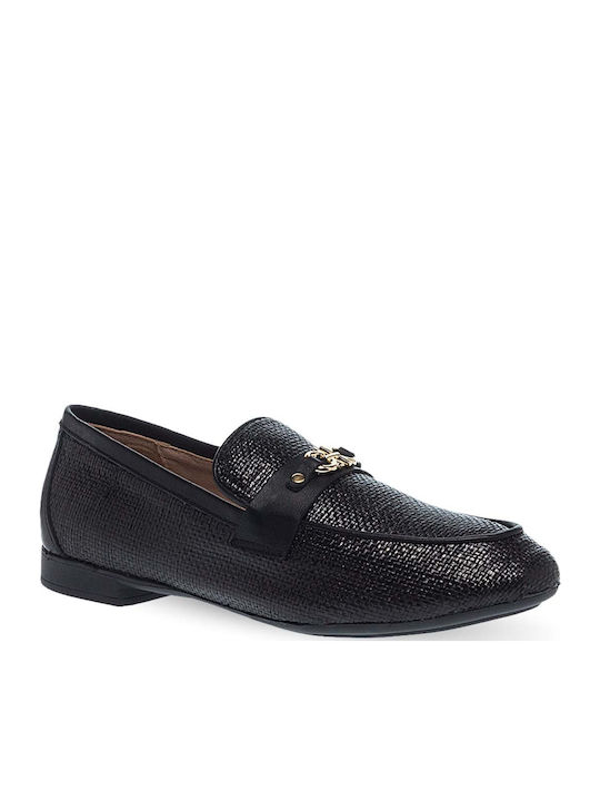 Leder Damen Mokassins in Schwarz Farbe