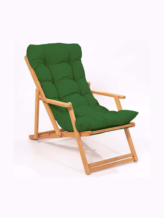 Deckchairs Wooden with Green Fabric 66x48x110cm