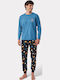Men's Cotton Pyjamas Minerva Universe Men's Printed Blue 90-71104-670-blue