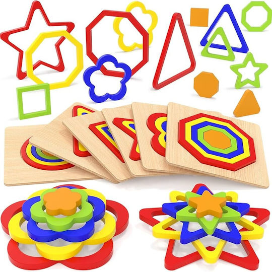 Wooden Kids Peg Puzzle 3d Geometric