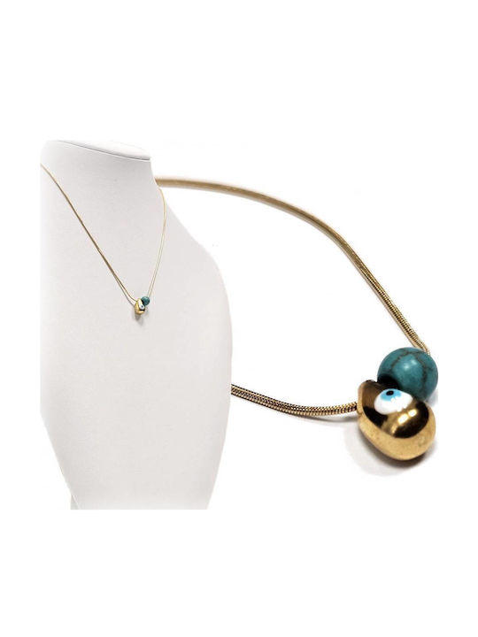 Isay Collection Colier Choker ochi protector din Placat cu aur Oțel