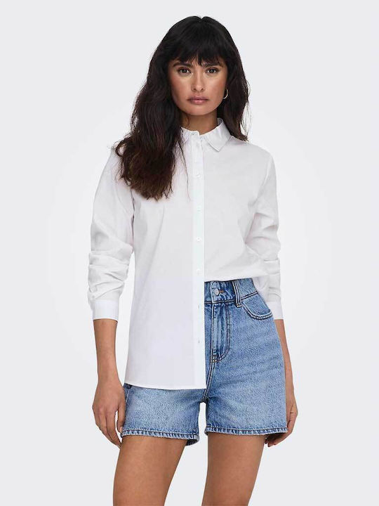 Jdy Μακρυμάνικο Γυναικείο Πουκάμισο White