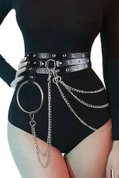 Punk-style Waist Provocator Belt Sexy Made Faux Leather Metal Chains