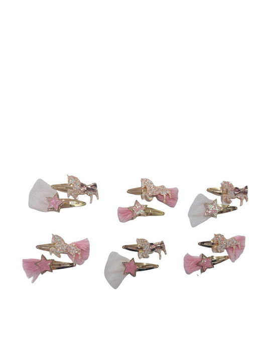 Ro-Ro Accessories Unicorn Σετ Παιδικά Κοκαλάκια με Κλιπ Μονόκερος σε Λευκό Χρώμα 2τμχ