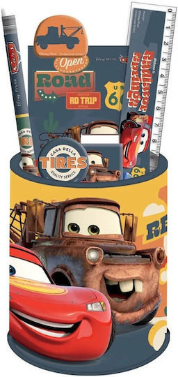 Gim Cars Set de Papetărie pentru Copii cu Creion, Așcutitoare, Radieră, Caiet de Notițe, Riglă și Cutie pentru Creioane Cars 6buc