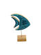 Blue Wooden Fish Stand 18x13cm