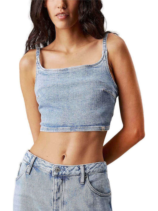 Γυναικεία Μπλούζα Βαμβακερή Αμάνικη Light Denim