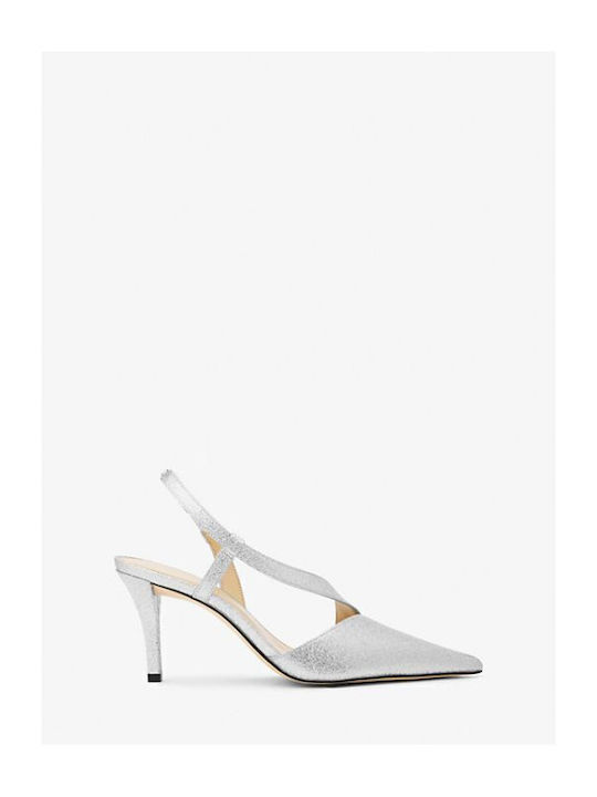 Michael Kors Jaida Leder Pumps mit Riemchen Silber
