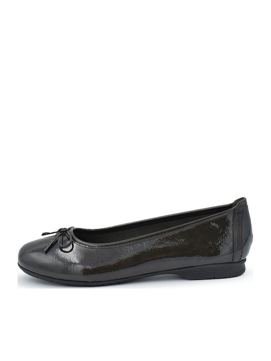 Jana Anatomic Patent Leather Ballerinas Gray