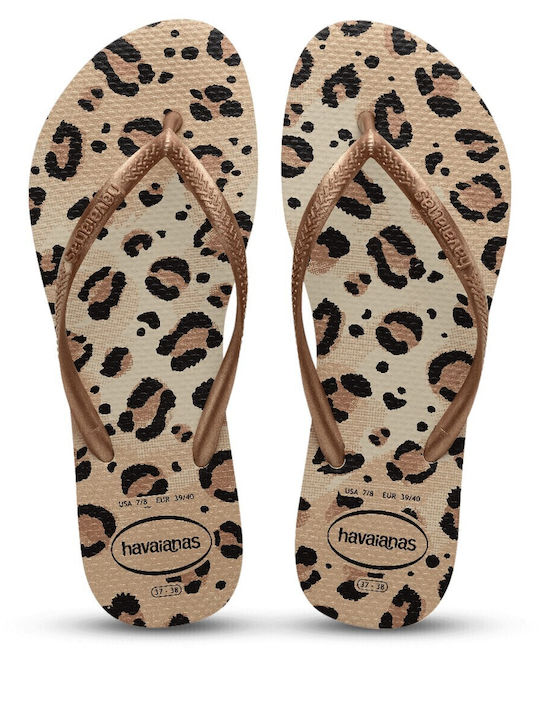 Havaianas Slim Animals Flip Flops in Gold Colour