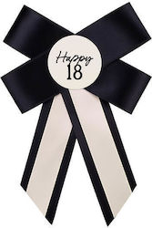 Κονκάρδα "happy 18" Κρεμ Μαύρο