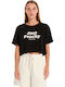 Just Peachy Women's Crop Top Cotton Short Sleeve Black