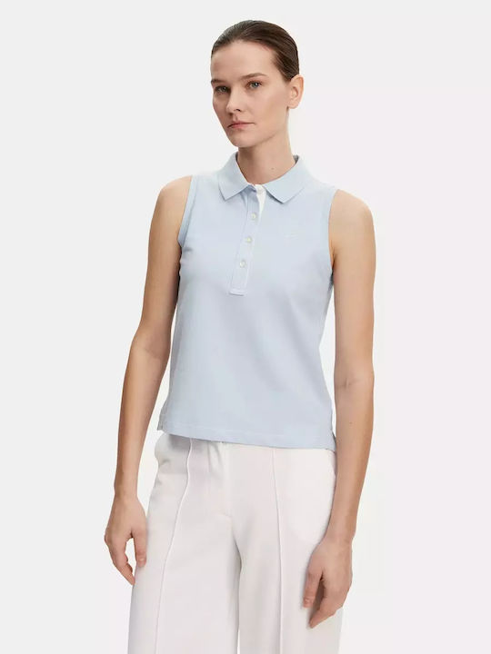 Gant Women's Polo Blouse Sleeveless Light Blue