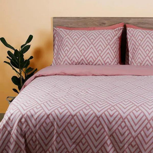 White Fabric Bettwäsche-Set Einzel 165x270cm. Luxe Pink 3Stück