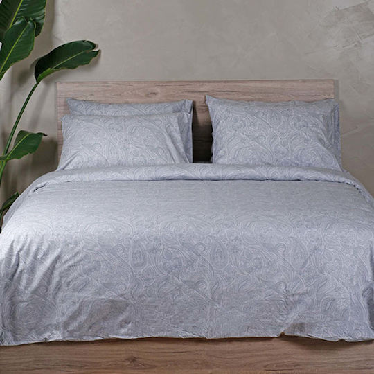 White Fabric Bettbezug Baumwolle Einzelbett 170x250 Delancy Grey