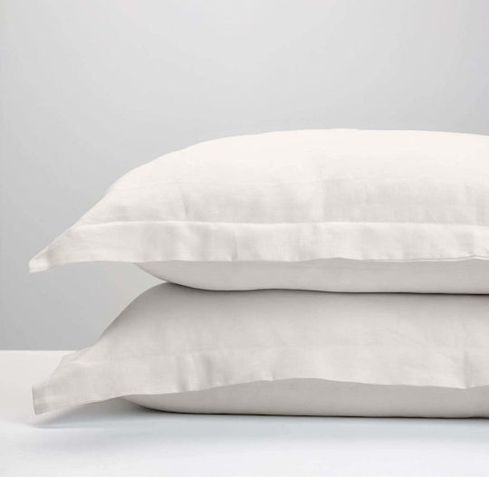 White Fabric Savoy Kissenbezug-Set Ecru 50x70cm.